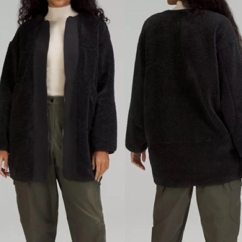 collarless textured fleece full zip